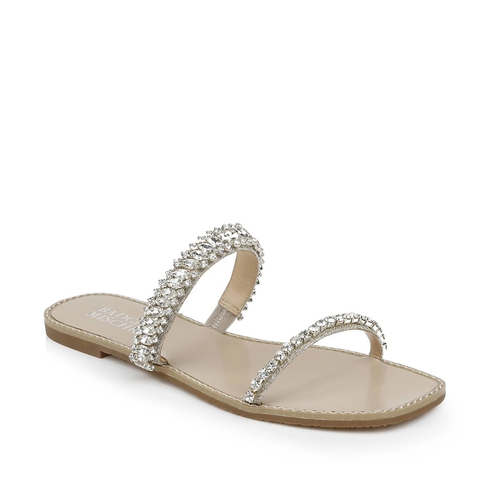 BADGLEY MISCHKA THINA FLAT SLIP ON SLIDE SANDALS